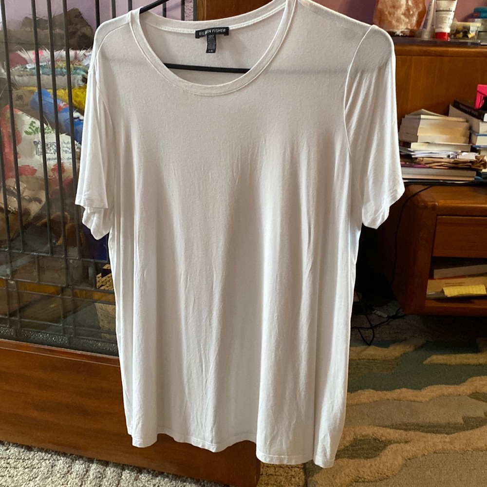 EUC Eileen Fisher short sleeve tshirt white sz L